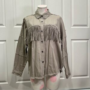 Zara Fringed Denim Oversized Jacket